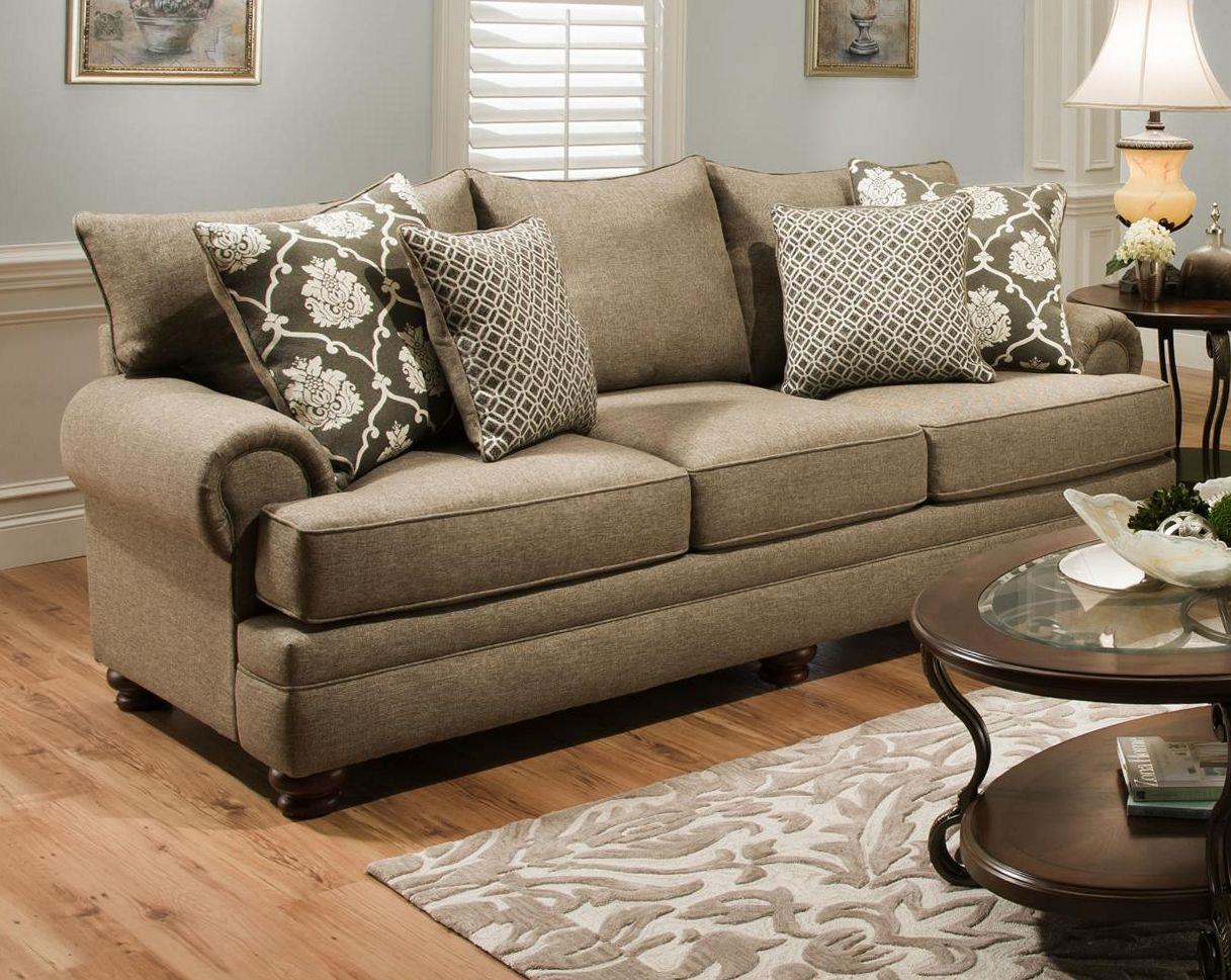 Albany 8645 Traditional Stationary Sofa with Oversize Rolled Arms